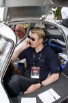 Brescia 15 mei 2008
Start van de Mille Miglia in Brescia. State of art rijdt met 2 porsches mee. 
Mika Hakkinen in een Merceders 300 SL