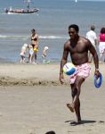 Noordwijk 24 juli 2008
Patrick Kluivert op het strand bij huis ter Duin met Rossana Lima en zijn zoons Shane Quincy Ruben en Justin.