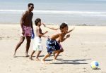 Noordwijk 24 juli 2008
Patrick Kluivert op het strand bij huis ter Duin met Rossana Lima en zijn zoons Shane Quincy Ruben en Justin.