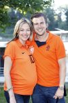Basel 21 juni 2008
Nederland speelt in de kawrt finale op de ek tegen Rusland. In Basel lopen 150000 supporters van Nederland en maken er een feestje van. Winston Gerschtanowitz met zijn zwangere vriendin renate Verbaan