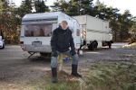 Swalmen, 25 Januari 209 Oud bokser Rudi Lubbers bij zijn caravan
Foto Peter Smulders BV