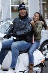 Amsterdam 12 november 2007
Ruud Gullit met zijn dochter Joelle op zijn vespa scooter.
