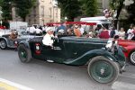 Brescia 15 mei 2008
Start van de Mille Miglia in Brescia. State of art rijdt met 2 porsches mee. 
Yuri Luzhkov de burgemeester van Moskou