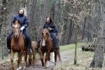 Bosch en Duin 4 december 2008
Belinda Meuldijk en Thiery Duval  op het paard rijden in de bossen bij hun huis in Bosch en duin.
Peter Smulders bv