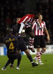 Eindhoven, 8 December 2007 Kompetitie PSV-Roda JC, eindstand 2-4 Seizoen 2007/2008
Edison Mendez in duel met Kah