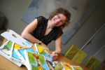 Eindhoven, 26 Maart 2008
MS patiente Floor v Beuningen met haar grote passie, schilderen
Foto Peter Smulders BV