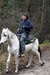 Bosch en Duin 4 december 2008
Belinda Meuldijk en Thiery Duval  op het paard rijden in de bossen bij hun huis in Bosch en duin.
Peter Smulders bv