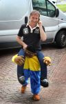 Eindhoven, 18 Juni 2010
Johan Vlemmix op zijn scooter in het Fifa shirt en Africa mascotte ( die inmiddels niet meer verkocht mag worden in Nederland ).
Foto Peter Smulders BV
