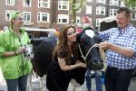 Amsterdam 23 mei 2012
Tatjana melkt een koe  tijdens een reclame stunt van campina.
Peter Smulders bv