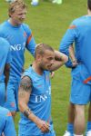 Lausanne, 17 en 18 Augustus 2012
Yolanthe Sneijder-Cabau samen met de dames van het Nederlands elftal, Wesley Sneijder en Jessey Sneijder
Foto Peter Smulders BV