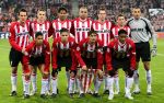 Eindhoven, 21 Februari 2006 1e ronde na voorrondes Champions League Seizoen 2005/2006 PSV-Lyon, eindstand 0-1 door blunder Gomes
Eltfal PSV staande v.l.n.r.: Jan Vennegoor of Hesselink Timmy Simons Michael Lamey Alex PSV Andre Ooijer Jason Culina Gomes.
Gehurkt v.l.n.r.: Michael Reiziger  Ibrahim Afellay Phillip Cocu Jefferson Farfan