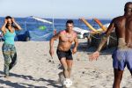 ibiza 14 juni 2013
Wesley en Rodney Sneijder aan het voetballen met Xelly en Rebecca Cabu v Kasbergen Gokhan Saki Reduan Diba en andere vrienden op het strand van Coco Beach.
Peter Smulders bv