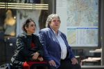 Amsterdam 21 mei 2015  
Schrijver A.F.T. v d Heijden of Adri v d Heijden met zijn vrouw wachtend op de tram.
