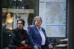 Amsterdam 21 mei 2015  
Schrijver A.F.T. v d Heijden of Adri v d Heijden met zijn vrouw wachtend op de tram.