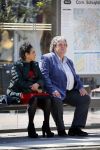Amsterdam 21 mei 2015  
Schrijver A.F.T. v d Heijden of Adri v d Heijden met zijn vrouw wachtend op de tram.