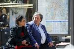 Amsterdam 21 mei 2015  
Schrijver A.F.T. v d Heijden of Adri v d Heijden met zijn vrouw wachtend op de tram.