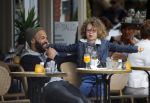 Amsterdam 27 mei 2015
Alain Clark met zijn zoon Nilo op de fiets en op terras in Amsterdam zuid.