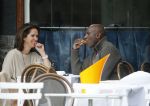 Amsterdam 22 mei 2015
Annemarie van Gaal en haar nieuwe vriend  Rhandy Macnack op terras bij George.