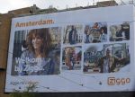 Amsterdam 8 mei 2015
Ellen ten damme met vriend en op grote abri van ziggo.