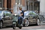 Amsterdam 7 juni 2015 
Marvin Breukhoven met vriend op vespa scooter