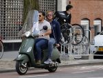 Amsterdam 7 juni 2015 
Marvin Breukhoven met vriend op vespa scooter