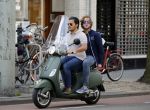 Amsterdam 7 juni 2015 
Marvin Breukhoven met vriend op vespa scooter