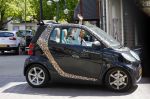 Amsterdam 7 mei 2015 
Patty Brard in haar smart de Patmobile