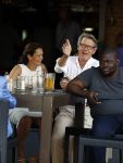 Amsterdam 4 juni 2016 
Ursul de Geer met vriendin op terras bij hotel Americain.