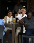 Amsterdam 4 juni 2016 
Ursul de Geer met vriendin op terras bij hotel Americain.