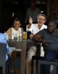 Amsterdam 4 juni 2016 
Ursul de Geer met vriendin op terras bij hotel Americain.