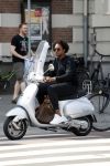 Amsterdam 3 juni 2017  
Oud Idols deelnemers Aaron op vespa scooter.