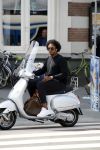 Amsterdam 3 juni 2017  
Oud Idols deelnemers Aaron op vespa scooter.