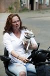 Breda 11 mei 2017
Andrea van der Kaap de weduwe van Sugar Lee Hooper op haar scootmobiel