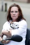 Breda 11 mei 2017
Andrea van der Kaap de weduwe van Sugar Lee Hooper op haar scootmobiel