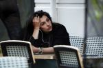 Amsterdam 7 juni 2017 
Anna Nooshin verdrietig bellend op terras