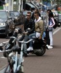 Amsterdam 20 mei 2017 
Ajax speler Daley Sinkgraven met .. op zijn vespa scooter