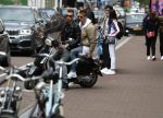 Amsterdam 20 mei 2017 
Ajax speler Daley Sinkgraven met .. op zijn vespa scooter