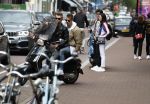 Amsterdam 20 mei 2017 
Ajax speler Daley Sinkgraven met .. op zijn vespa scooter