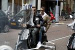 Amsterdam 20 mei 2017 
Ajax speler Daley Sinkgraven met .. op zijn vespa scooter