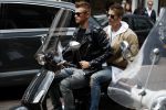 Amsterdam 20 mei 2017 
Ajax speler Daley Sinkgraven met .. op zijn vespa scooter