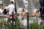 Amsterdam 26 mei 2017
De toppers Gerard Joling en Jeroen v d Boom met zijn vrouw Dani en Wino Omtzigt in hetb zonnetje bij het Amstel Hotel