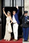 Amsterdam 23 mei 2017 
Koningin Maxima en Koning Willem Alexander komen aan bij het paleis op de dam voor diner met ambassadeurs.