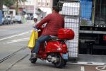 Amsterdam 25 mei 2018
Martijn Krabbe op zijn vespa scooter.