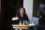 Amsterdam 24 mei 2018
Rifka Lodeizen op terras.