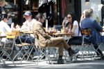 Amsterdam 23 mei 2019
Amanda Balk met haar (ex) man op terras in Amsterdam zuid.