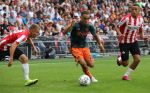 Eindhoven, 22 September 2019 Kompetitiewedstrijd PSV-AJAX, eindstand 1-1
Seiozen 2019/2020
Sergino Dest Mohamed Ihattaren en Michal Sadilek