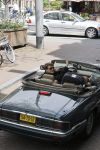 Amsterdam 29 mei 2021
Beau v Erven Dorens in zij Jaguar cabriolet in het centrum van Amsterdam.
