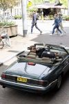Amsterdam 29 mei 2021
Beau v Erven Dorens in zij Jaguar cabriolet in het centrum van Amsterdam.