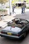 Amsterdam 29 mei 2021
Beau v Erven Dorens in zij Jaguar cabriolet in het centrum van Amsterdam.