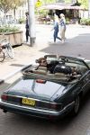 Amsterdam 29 mei 2021
Beau v Erven Dorens in zij Jaguar cabriolet in het centrum van Amsterdam.